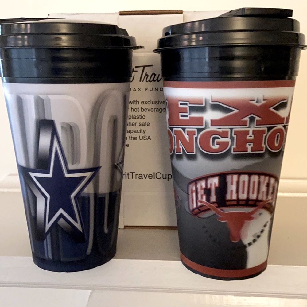 U of T Longhorns Spirit Travel Cups with Holograms, BPA-free . Set of two.
